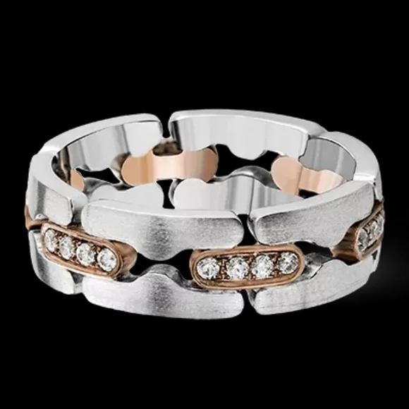 New Unisex Two Tone Diamond Ring - Picture 3 of 5